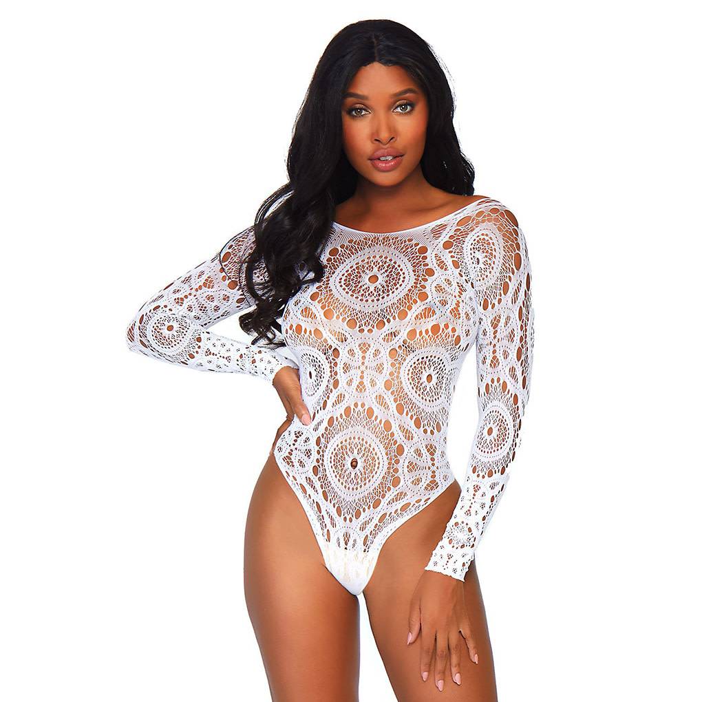Crochet Lace Long Sleeved Bodysuit DISC