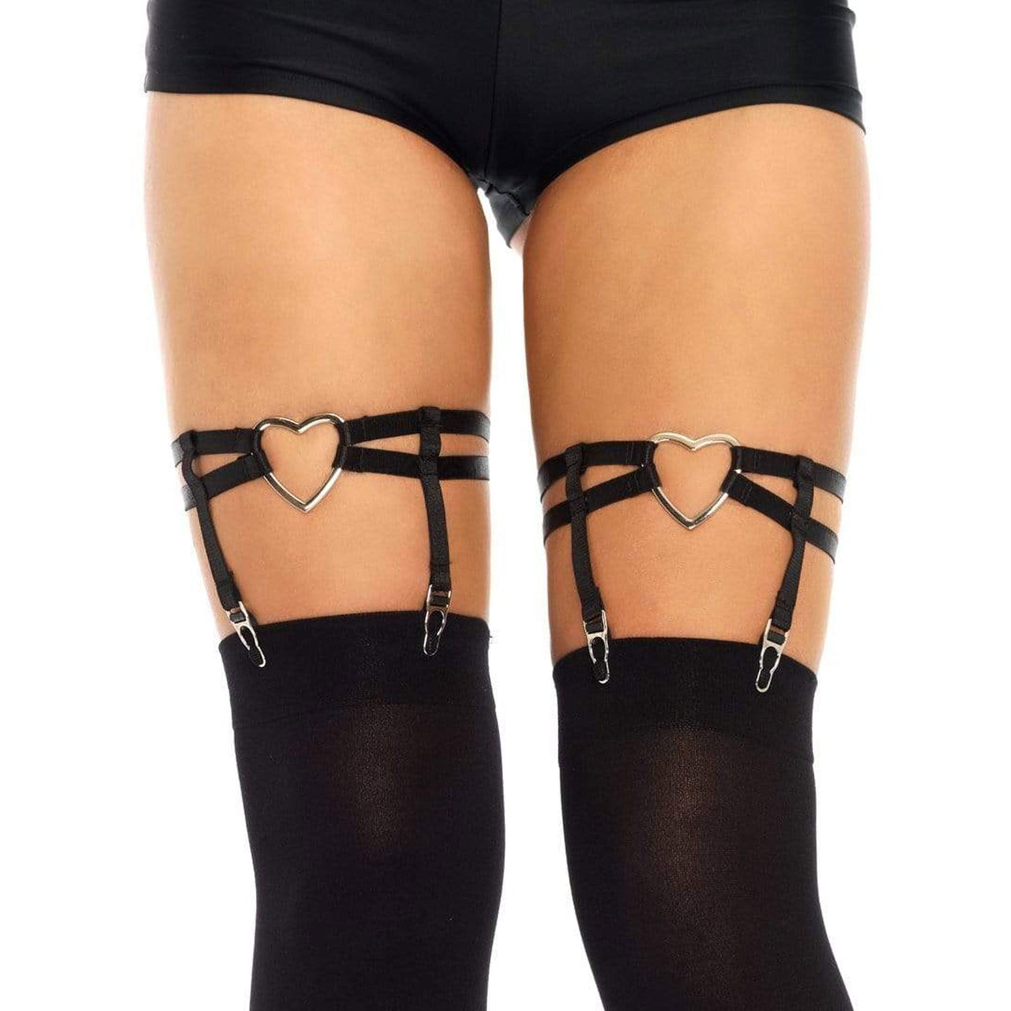 Double Elastic Strap Thigh High Garter W Heart