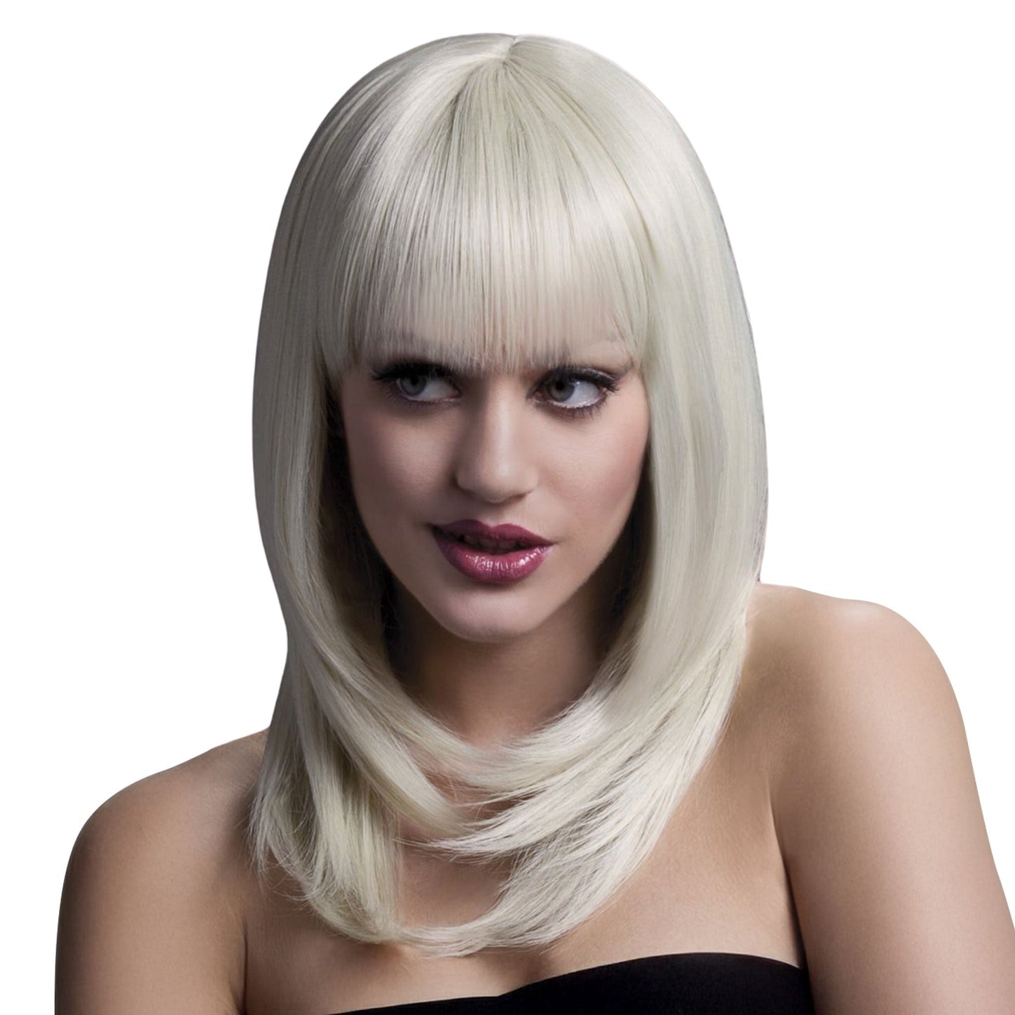 Synthetic-hair polypropylene fever wig tanja feathery feathered fringe long adjustable wig-cap heat-resistant styled styleable professional realistic costumes cosplay accessories head-gear blonde