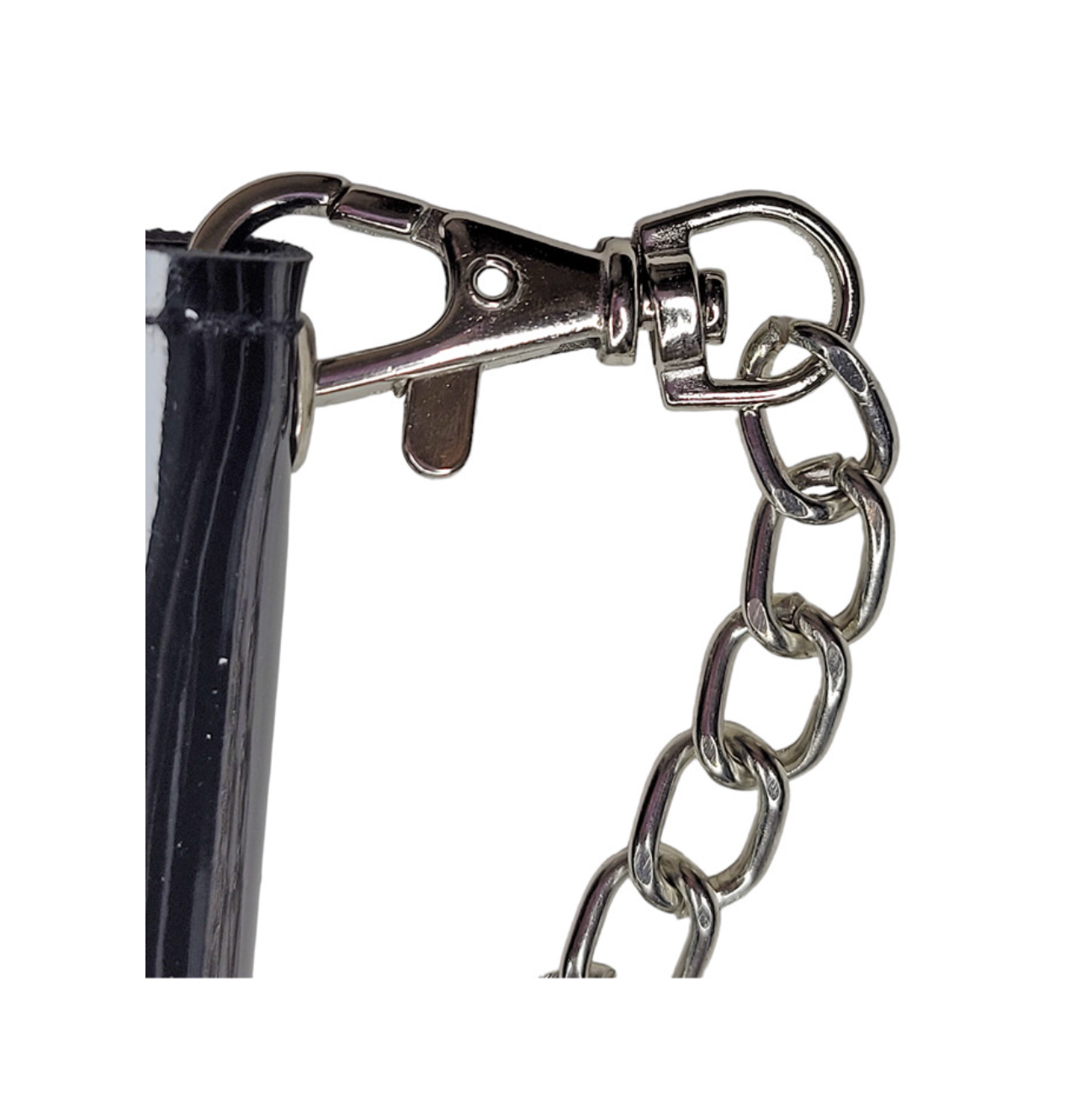 PVC Grommets Envelope Purse with Detachable Chain, Black, PVC Material, Grommet Detailing, Detachable Chain, Stylish Fetish Purse