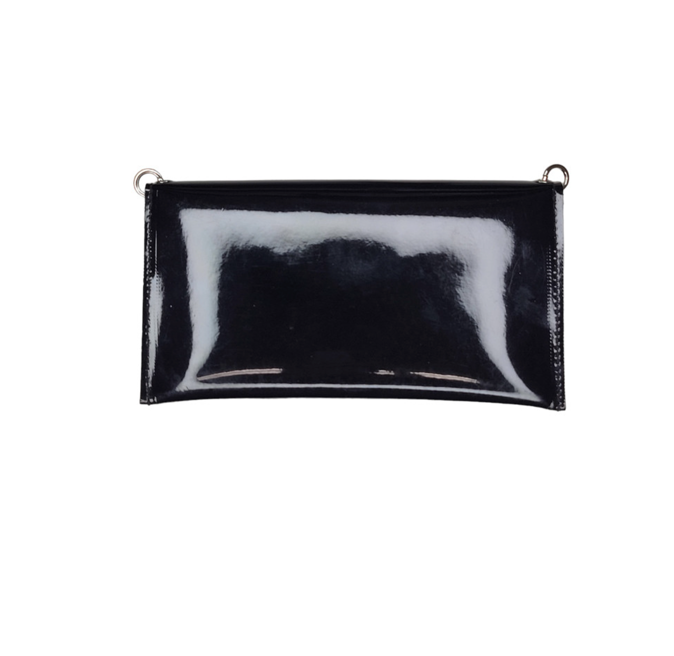 PVC Grommets Envelope Purse with Detachable Chain, Black, PVC Material, Grommet Detailing, Detachable Chain, Stylish Fetish Purse