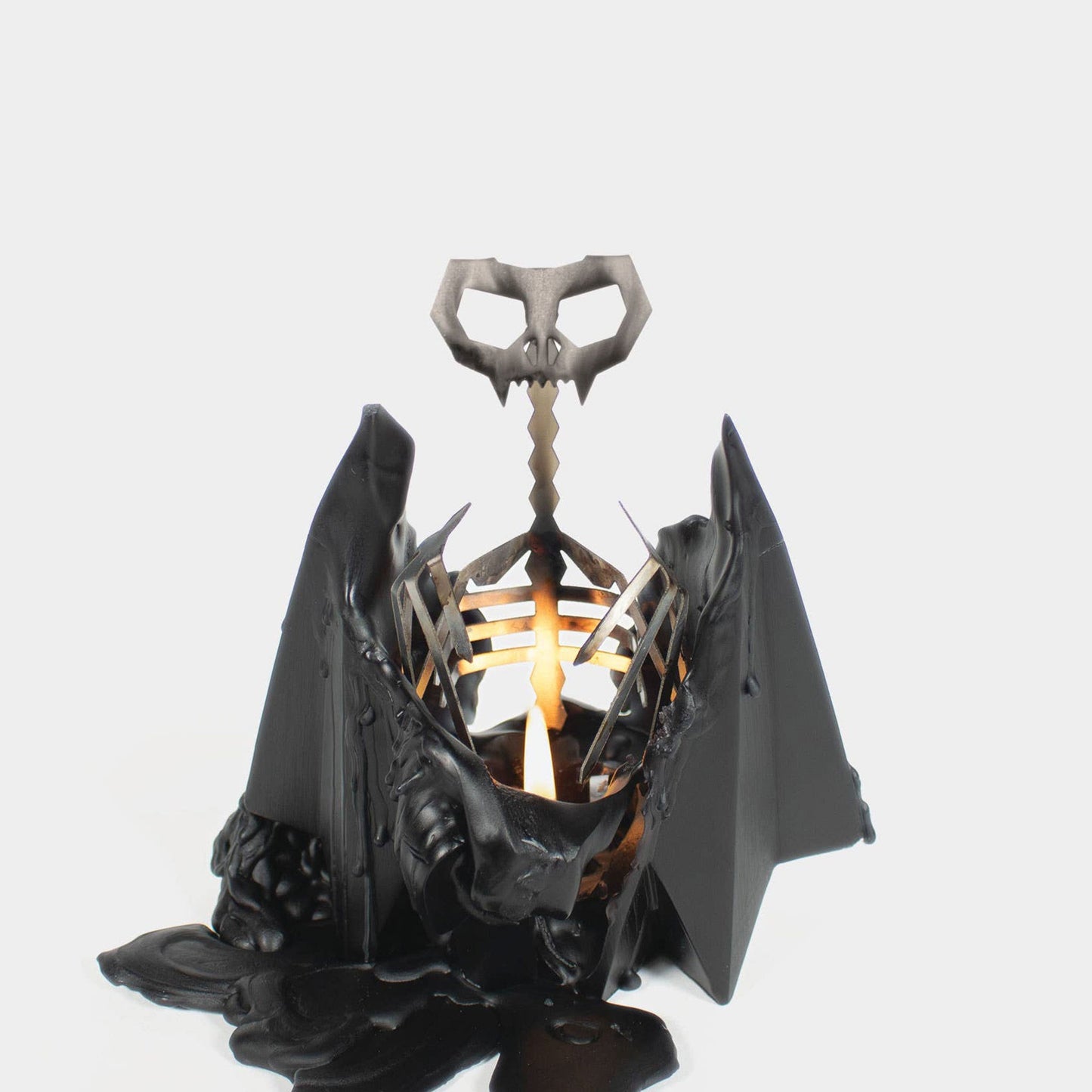 Bat Skeleton Candle 7" Black