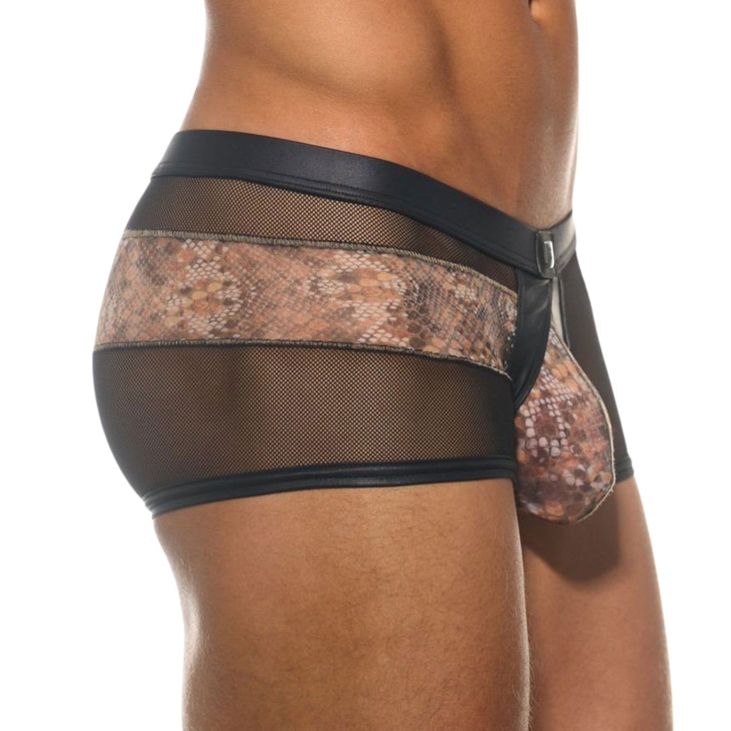 Tri Textured Snake Mesh Fishnet Volume Brief