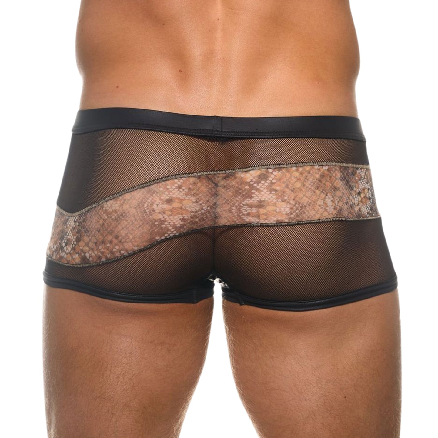 Tri Textured Snake Mesh Fishnet Volume Brief