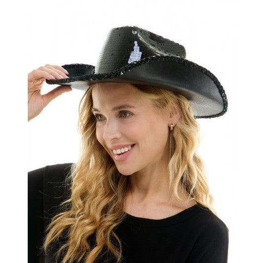 Black Disco Ball Mirror Heavy Cowboy Hat