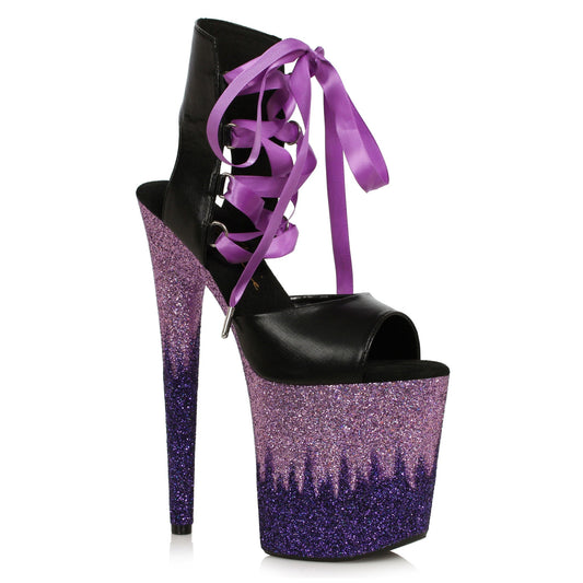 High Heels Ombre Sandals With Purple Ankle Ribbon