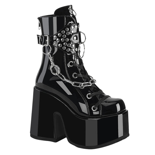PVC Chunky Platform Booties with Chain Studs & O-ring