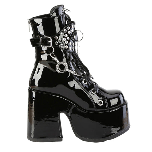 PVC Chunky Platform Booties with Chain Studs & O-ring