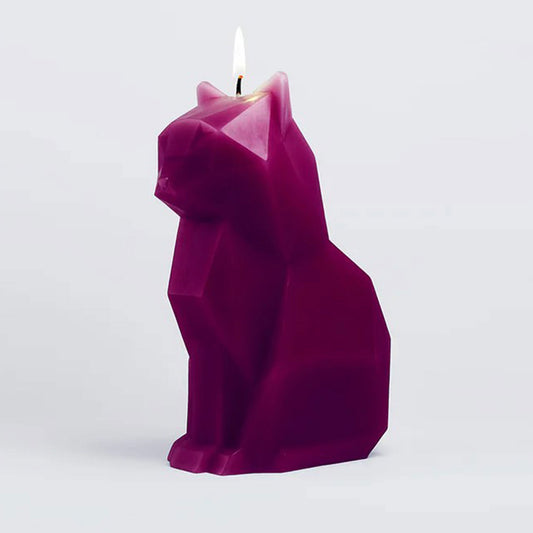 Parrafin wax unscented aluminum skeleton stylized candle cat kitty feline melt-away melting metamorphosis grinning haunting valentine holiday halloween decoration gift gifts burgundy dark-red