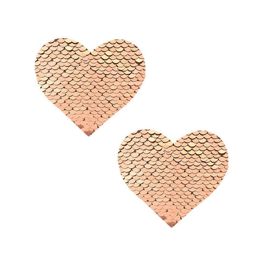 Pasties swimsuit pasties breast petals covers shields nipple flip flipping sequins champagne heart heart-shaped accessories costume cosplay festival rave valentine valentines rose-gold