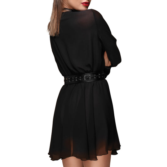 Chiffon Mini Dress With Choker Belt