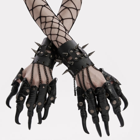 Reptile Finger Claws Wrist Cuffs- Black O/S