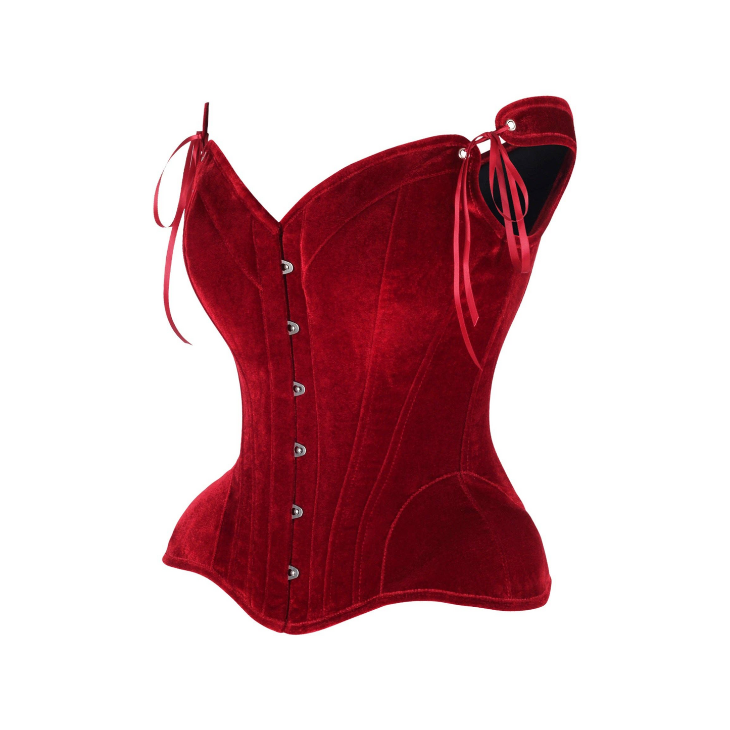 Top Drawer Dark Red Velvet Steel Boned Corset | Full Bust Velvet Corset | Sweetheart Neckline Corset | Gothic Velvet Steel Boned Corset | Adjustable Strap Corset
