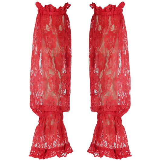Red Sheer Lace Smocked sleeve | Gothic Lace Ruffle Sleeves | Red Lace Gothic sleeve | Sheer Smocked Lace Blouse | Romantic Gothic sleeve | Ruffled Sleeve 