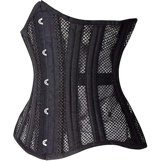 Fishnet Steel Boned Curvy Waist Underbust Corset | Spiral Steel Boning & Premium Busk | Fetish Factory