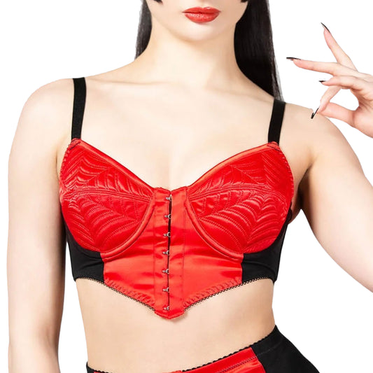 Scarlet Web Embossed Spiderweb Bustier Top