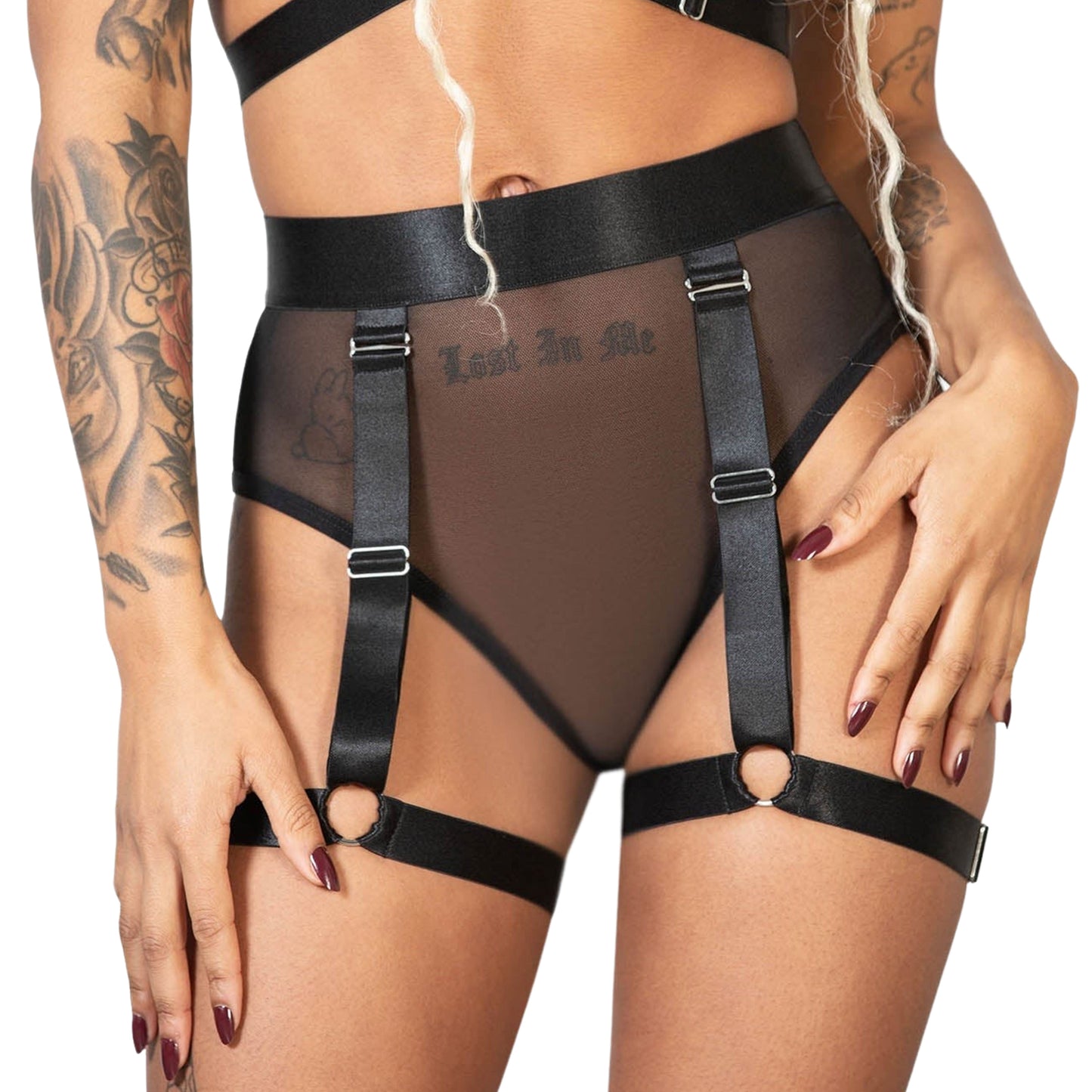 Mesh Briefs with Leg Harness Garter Straps