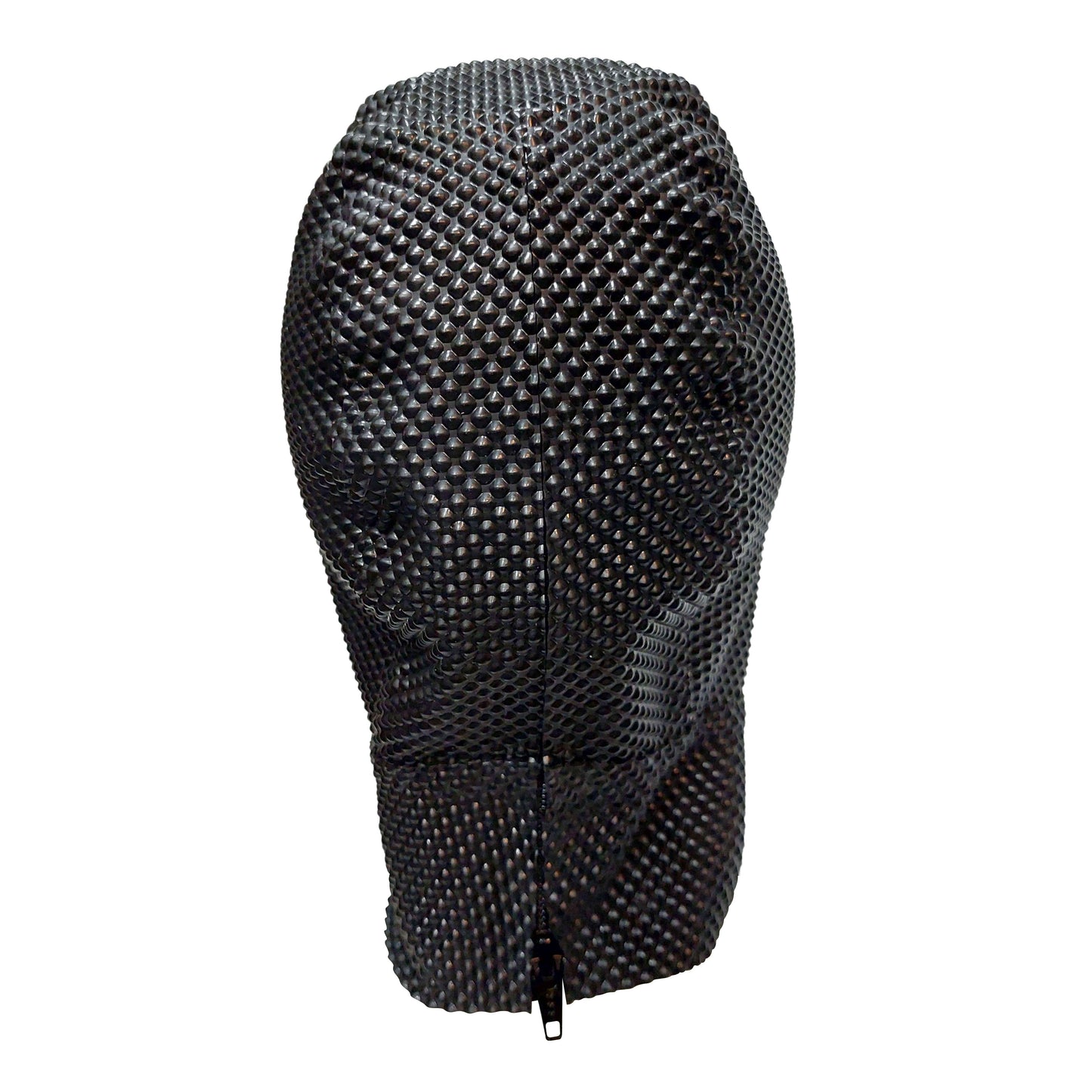 Pyramid Textured Latex Hood White Face Closed Kiss Lips Under Lashes- Black S