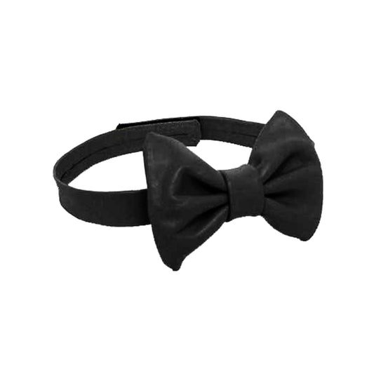 Leather collar choker tie bow-tie velcro leads kinky-play bondage bdsm accessories black