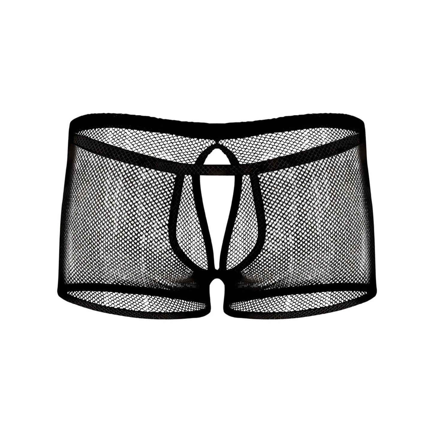 Stretchy stretch fishnet fish net fish-net lingerie shorts underwear open back butt comfort-fit crotch pouch peek-a-boo peekaboo cool breathable elastic lusty slutty black