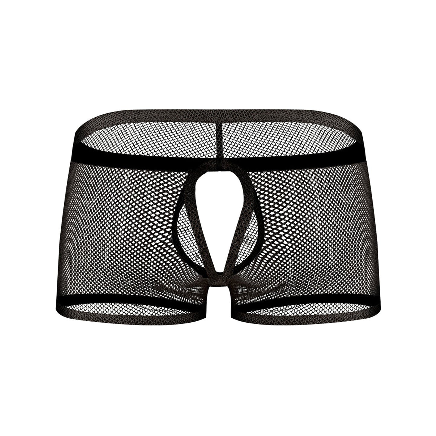 Stretchy stretch fishnet fish net fish-net lingerie shorts underwear open back butt comfort-fit crotch pouch peek-a-boo peekaboo cool breathable elastic lusty slutty black