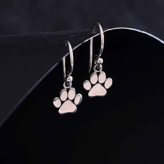 Sterling Silver bold paw design dangle earrings