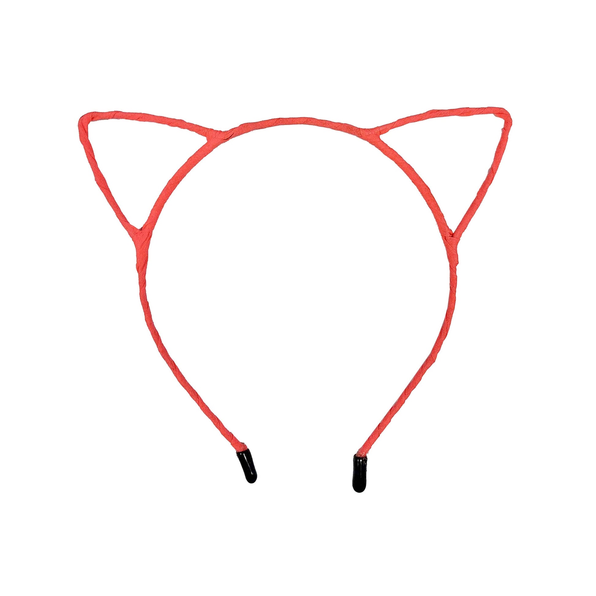 Flexible metal cat kitty ears nylon wrapped headband hairband headgear pet-play accessories halloween neon-pink