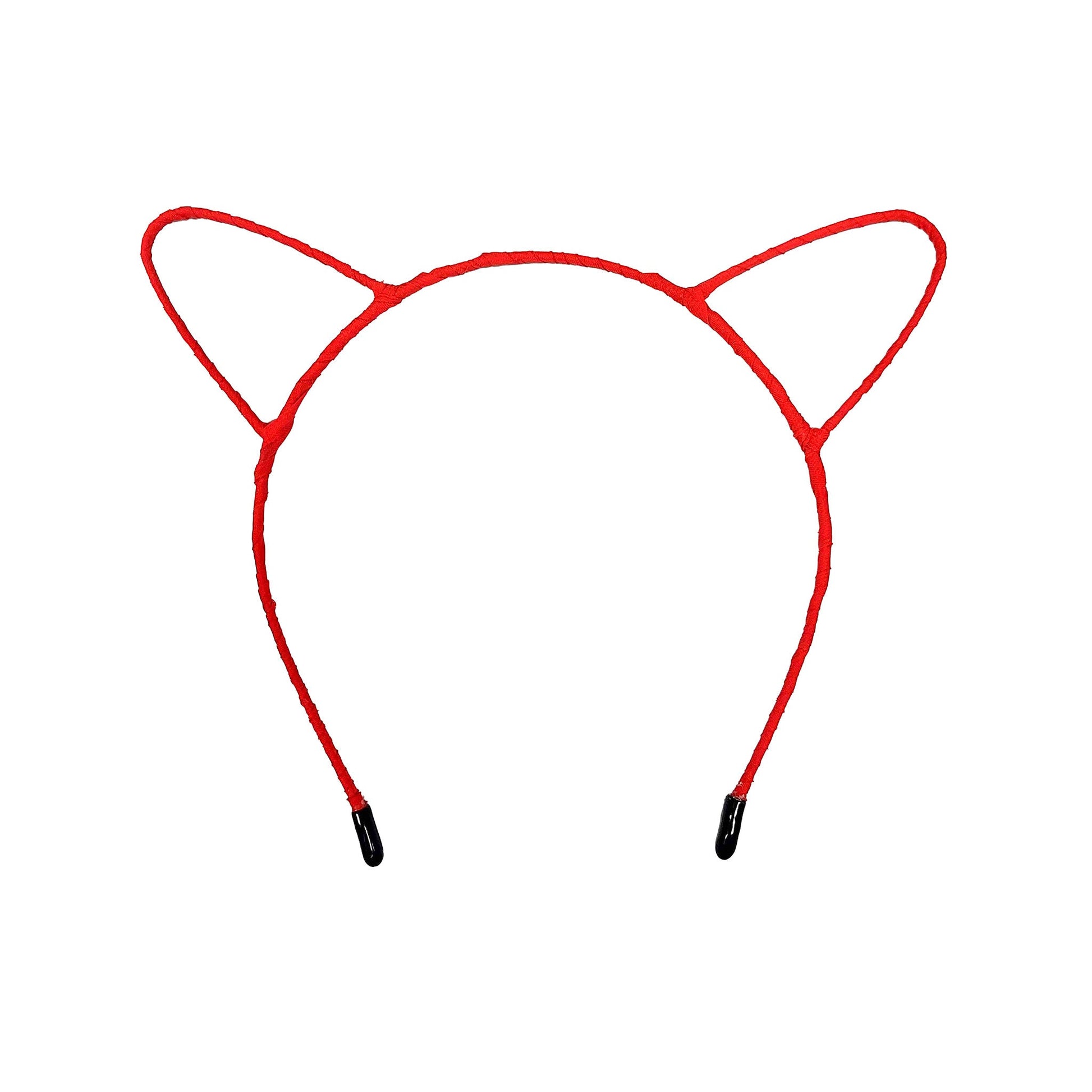 Flexible metal cat kitty ears nylon wrapped headband hairband headgear pet-play accessories halloween red