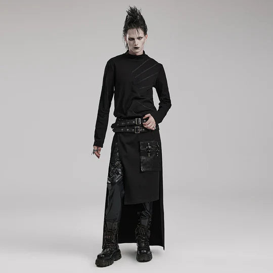 Asymmetrical Double Belted Kilt with Pocket