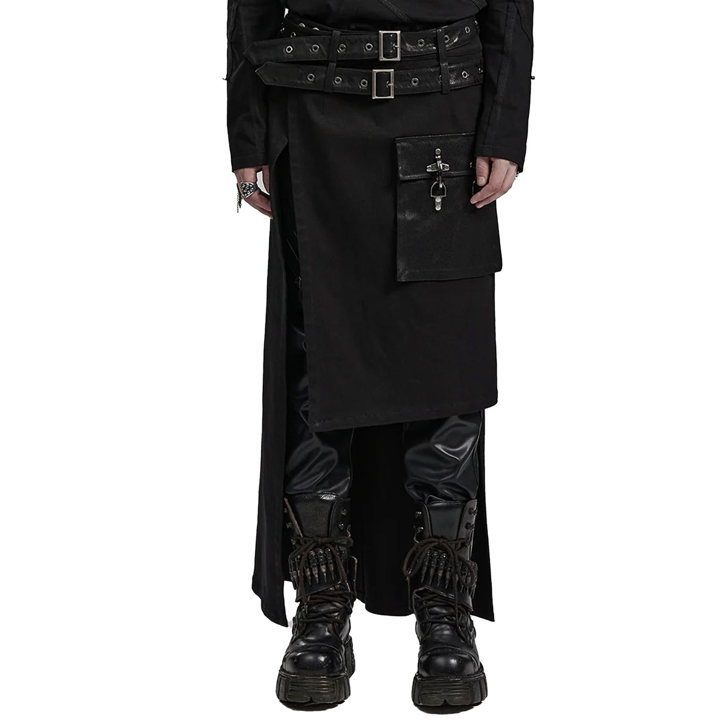 Asymmetrical Double Belted Kilt with Pocket