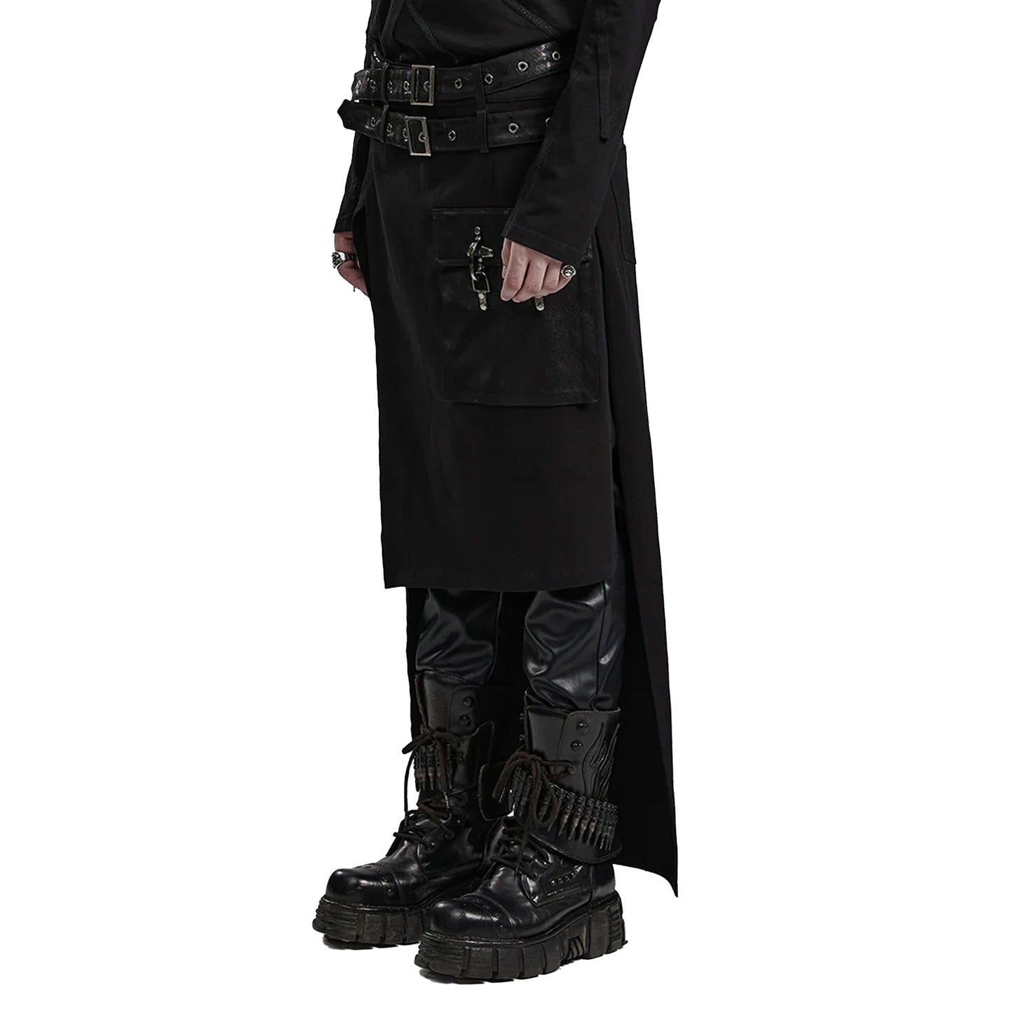 Asymmetrical Double Belted Kilt with Pocket