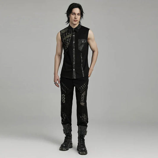 Strappy Laced Mesh Splice Vest