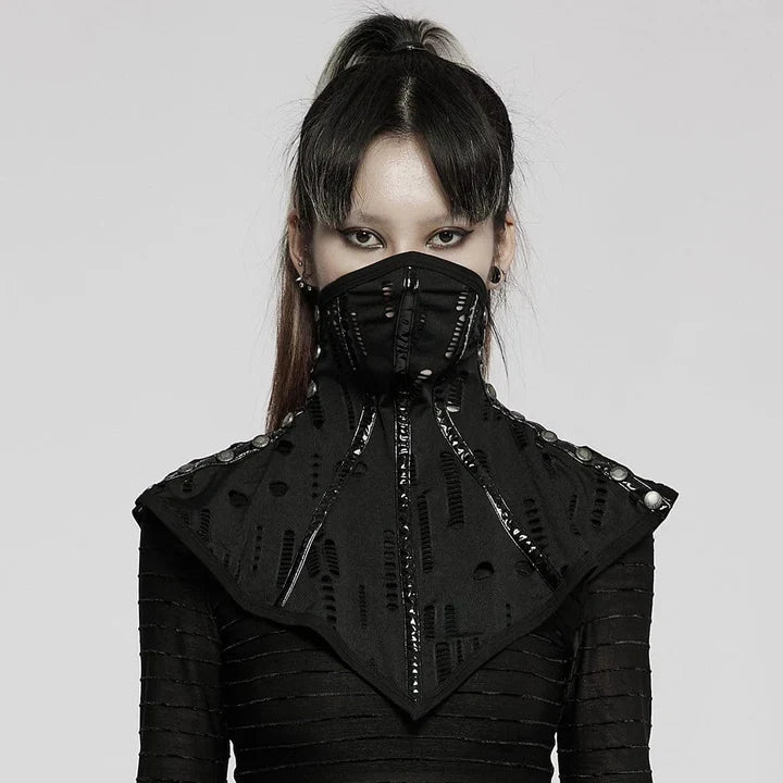 Ripped Mesh Mask & Shoulder Cape