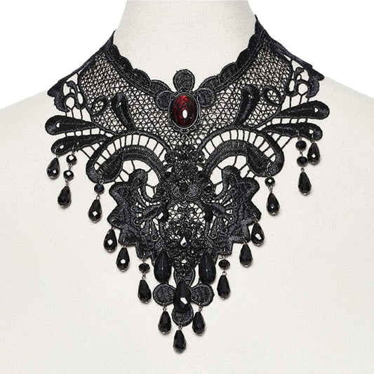 Floral Embroidered Beaded Necklace