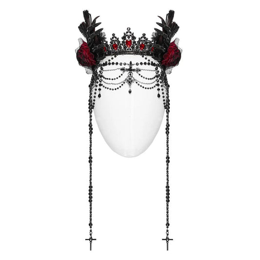 Death Hands Long Beaded Crown Black & Red