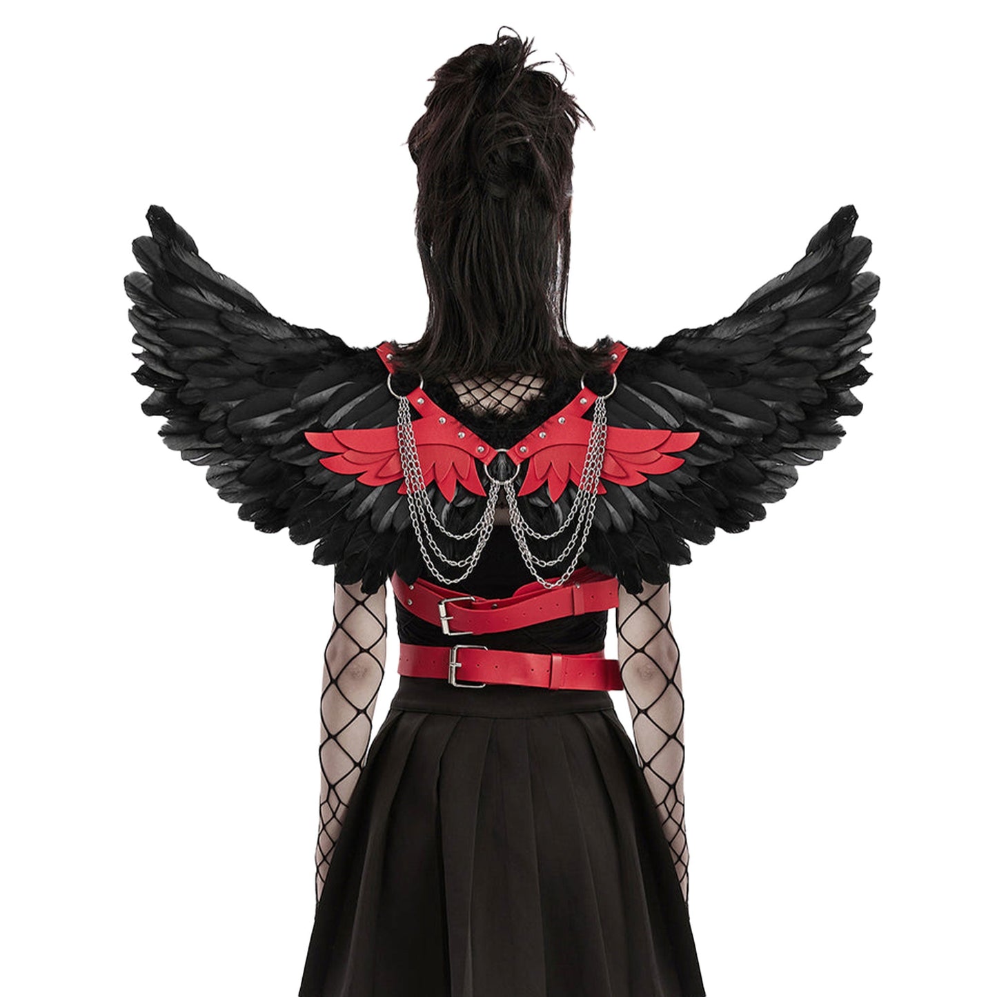 Feather Wings Harness & Chains- Black & Red