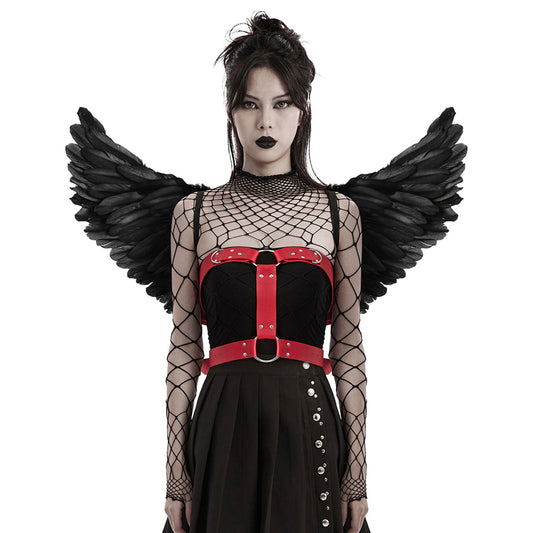 Feather Wings Harness & Chains- Black & Red