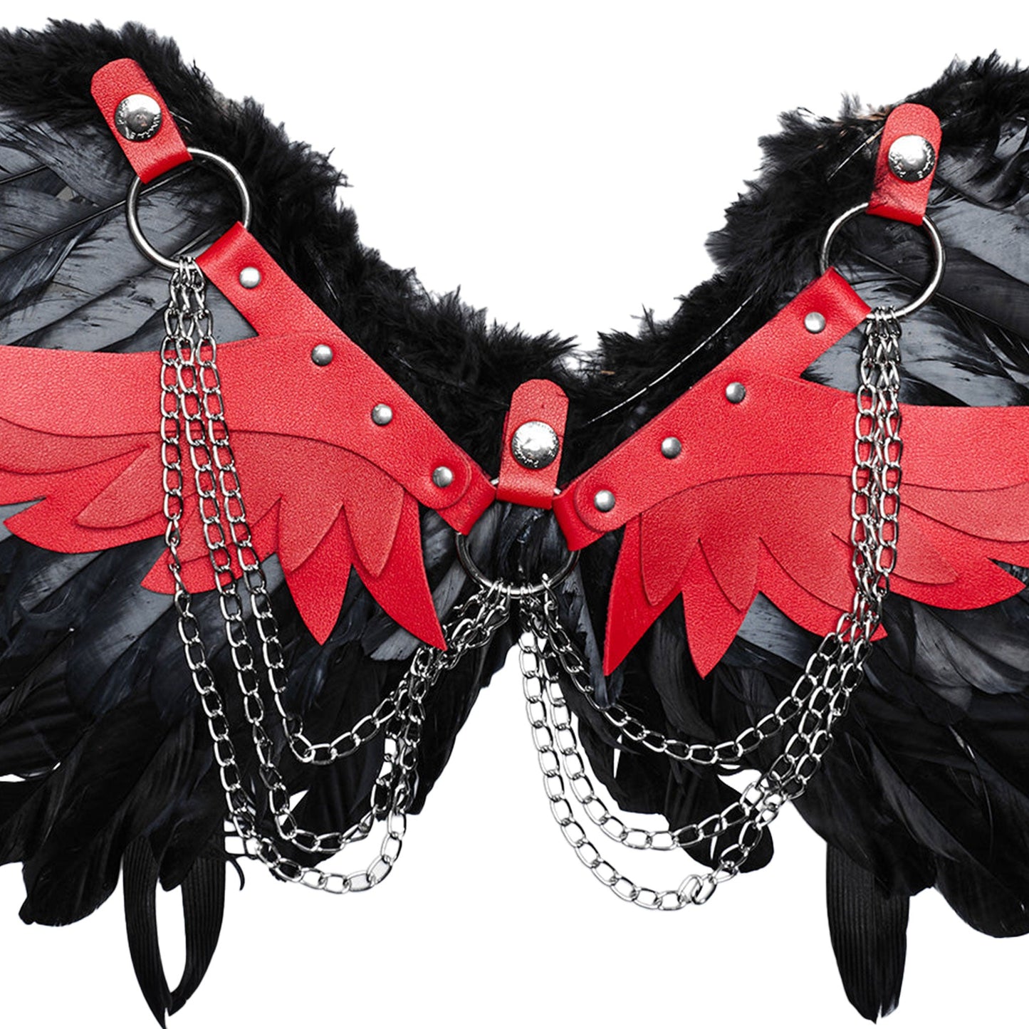 Feather Wings Harness & Chains- Black & Red