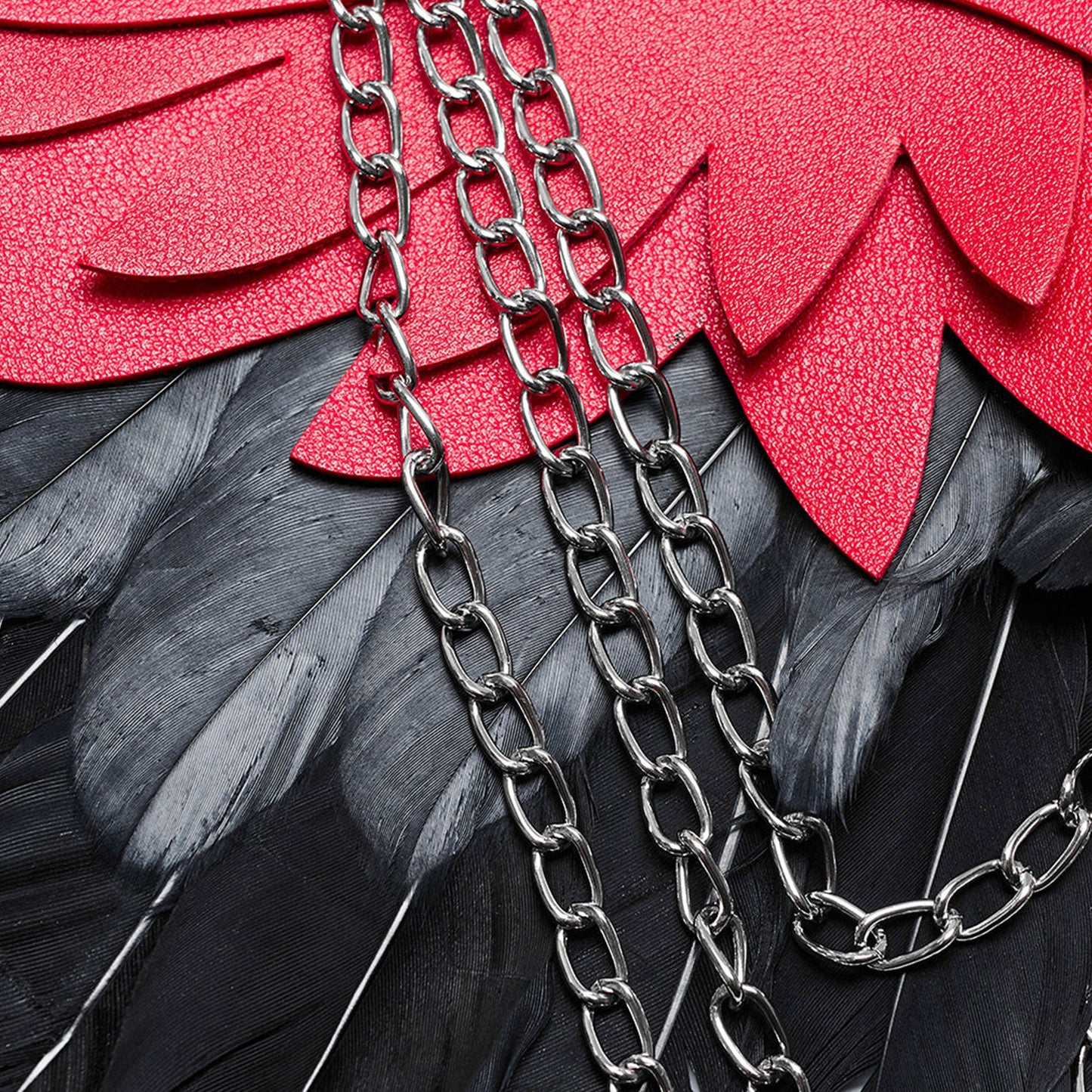 Feather Wings Harness & Chains- Black & Red