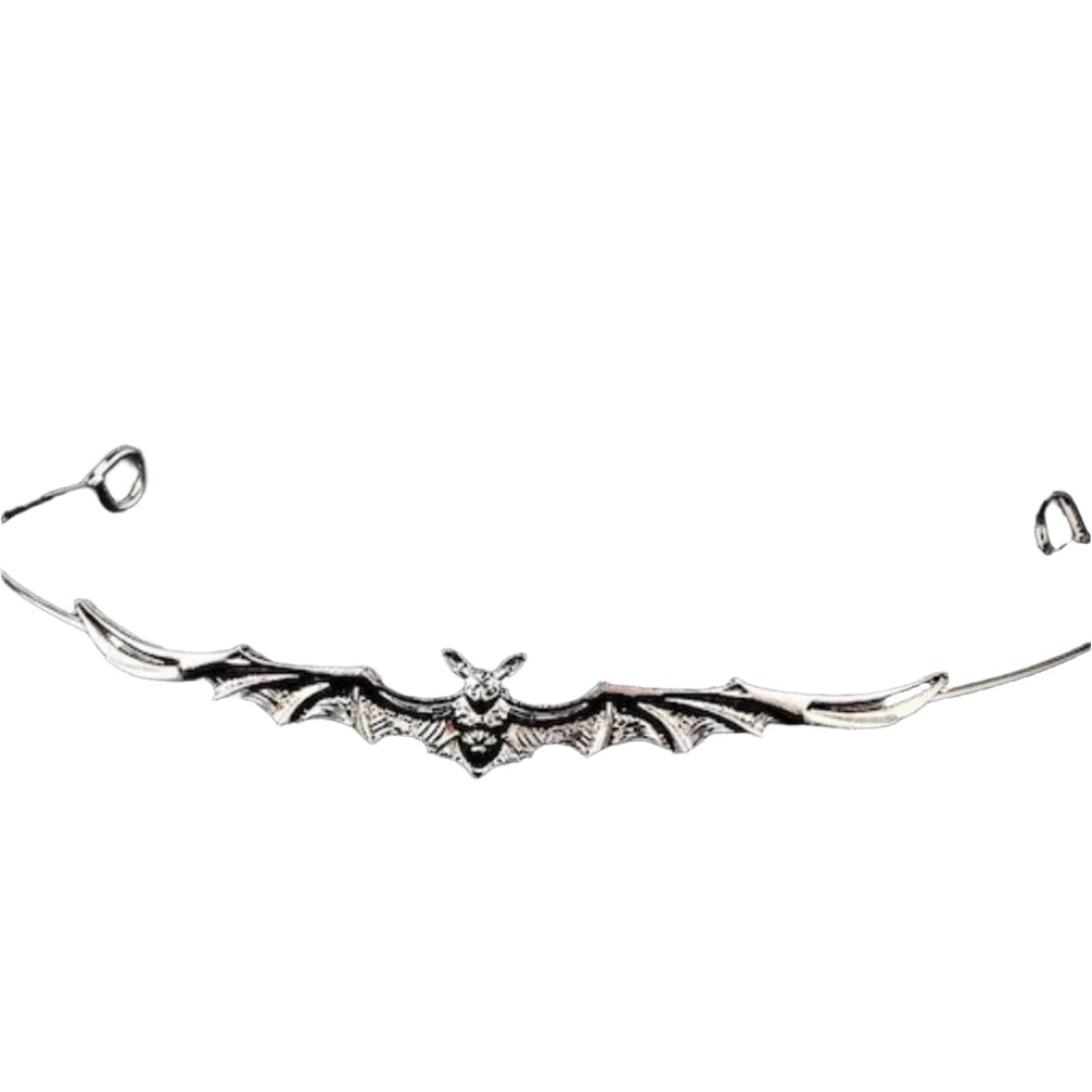 Silver bat forehead band, gothic bat headpiece, silver bat headband, bat forehead accessory, gothic silver headpiece, Halloween bat band.