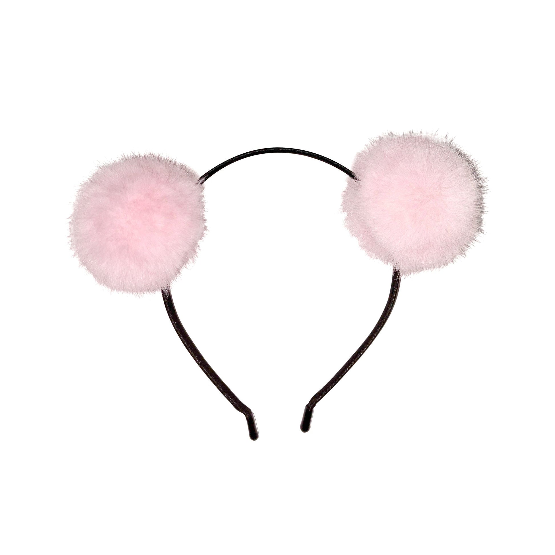 Faux fur headband hairband headgear bear ears puffs pet-play accessories halloween light-pink