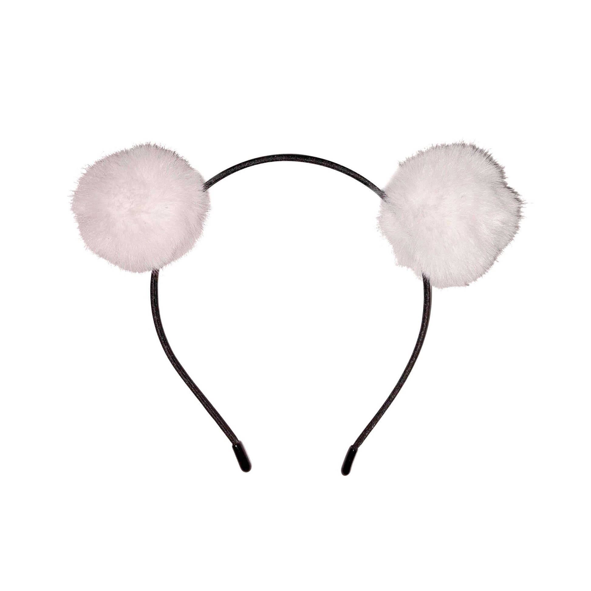 Faux fur headband hairband headgear bear ears puffs pet-play accessories halloween white