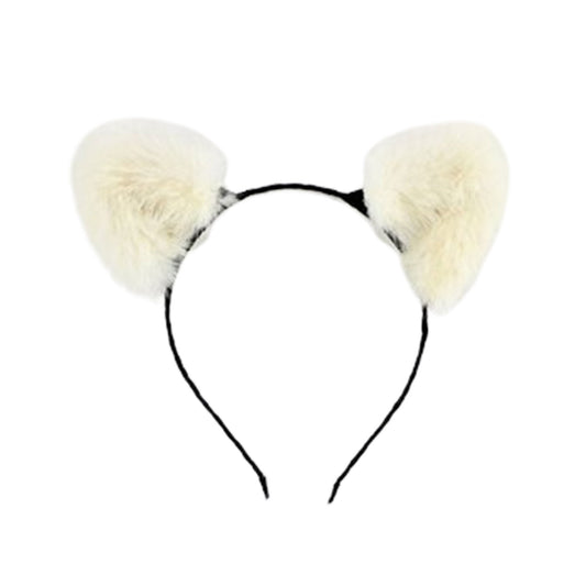 Genuine mink fur headband hairband headgear flexible cat ears pet-play accessories halloween white