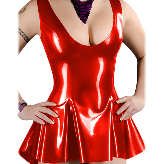 Latex A-line School Girl Dress