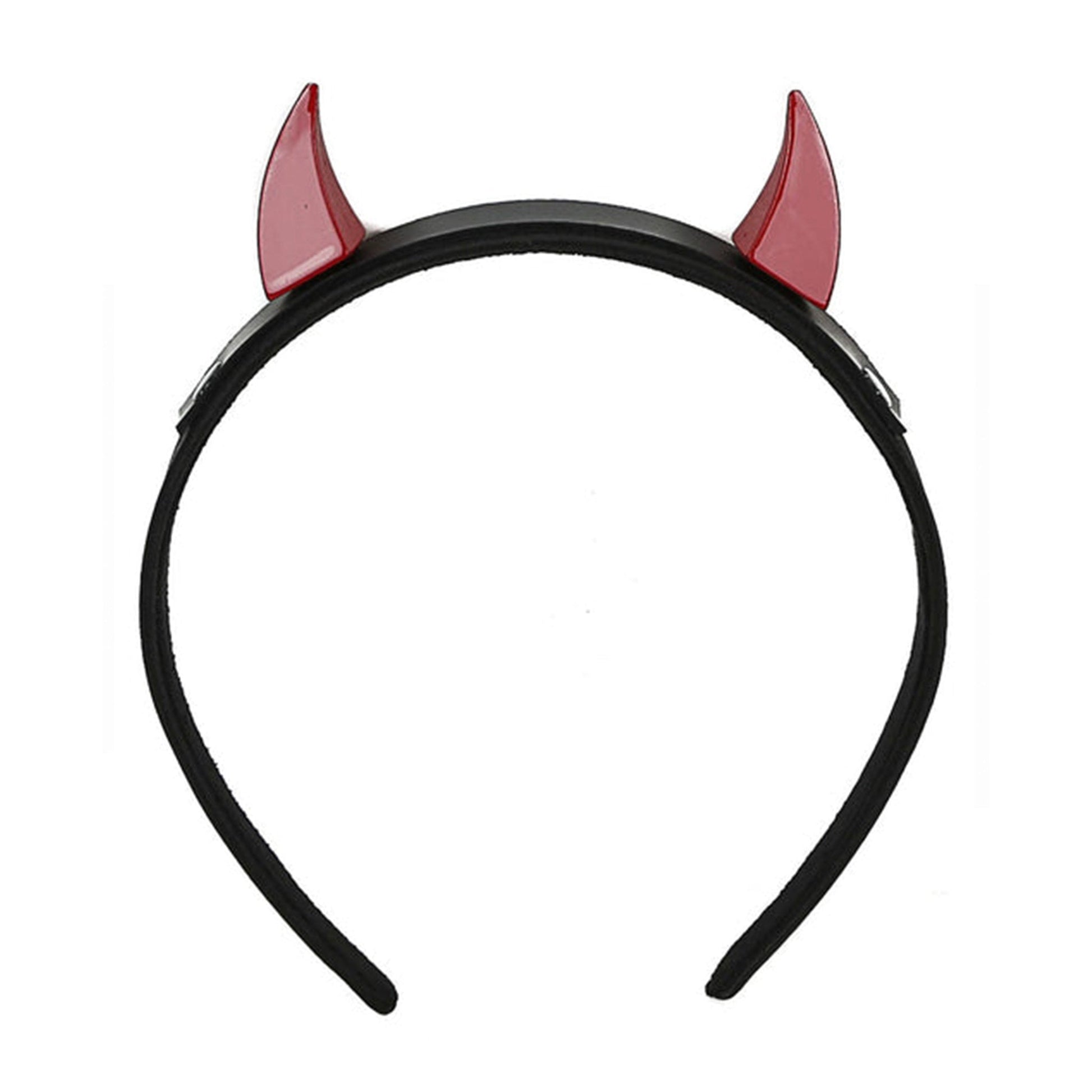 Leather plastic headband hairband headgear crown metallic horns accessories halloween pet-play red