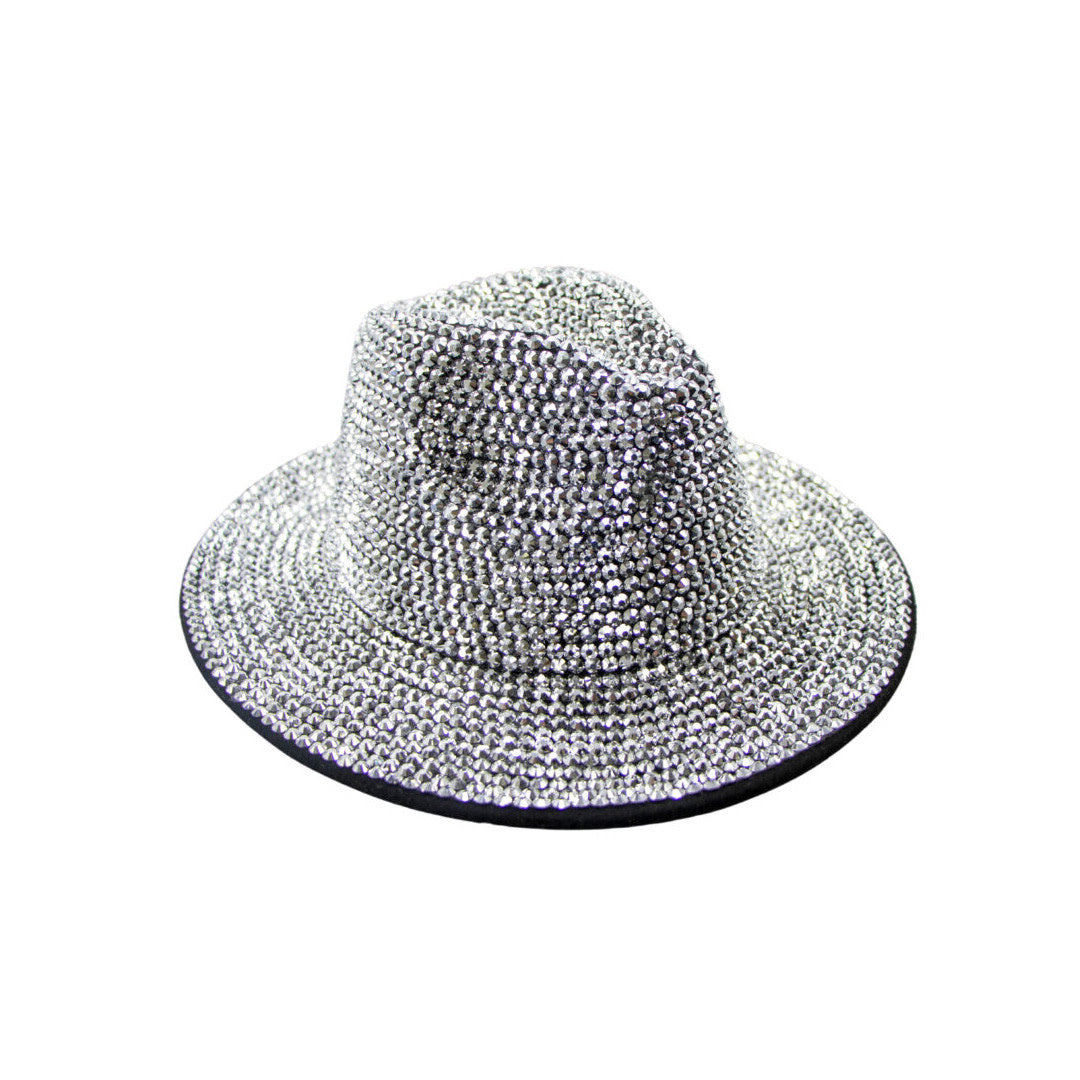 Rhinestone Wide Fedora Hat