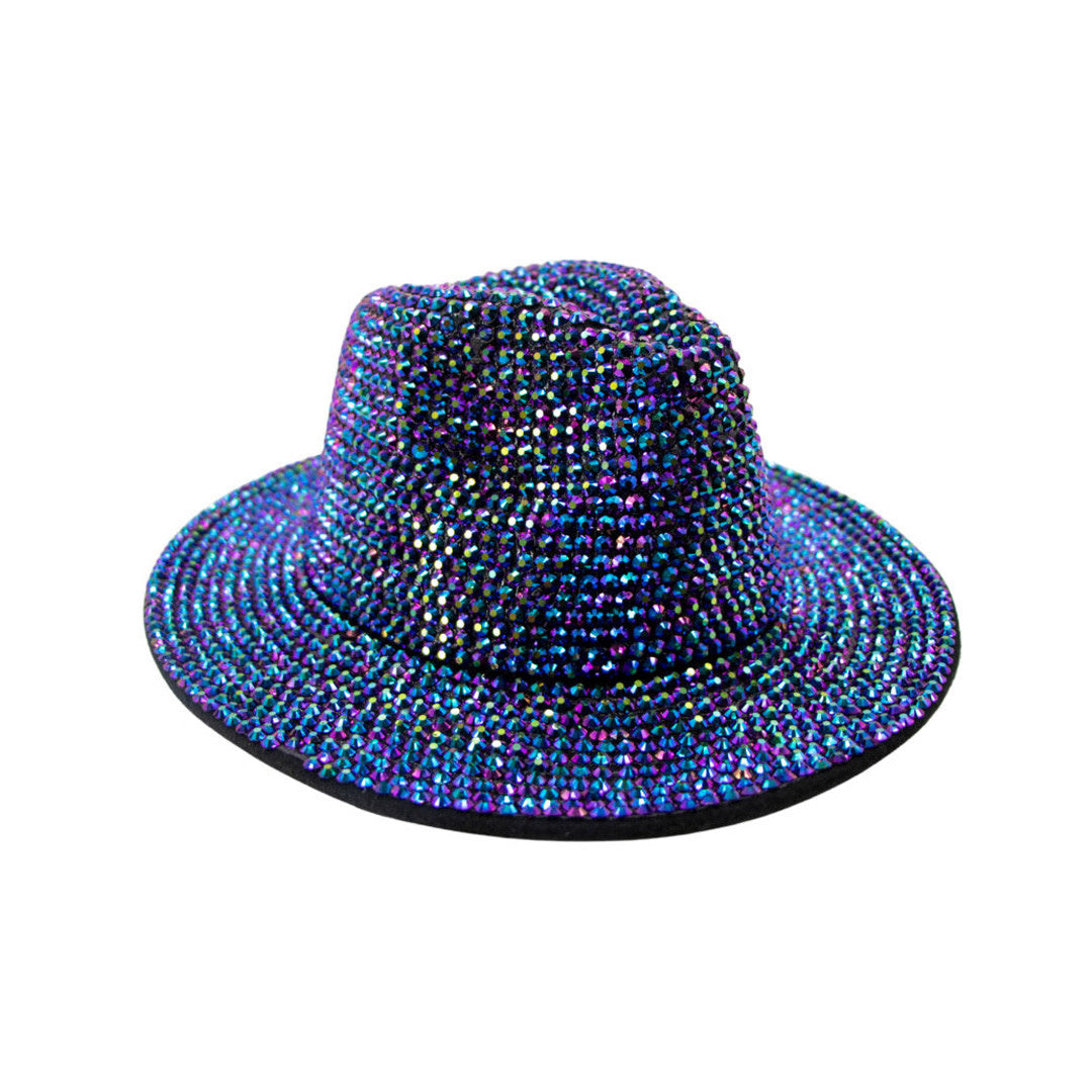 Rhinestone Wide Fedora Hat