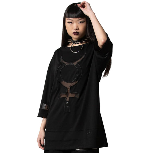 Oversize T-shirt With Mesh Mercury Glyph Unisex