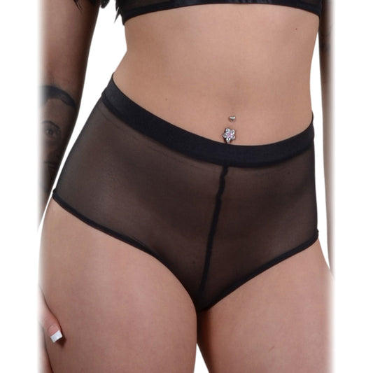 Mesh High Waisted Shorts Black