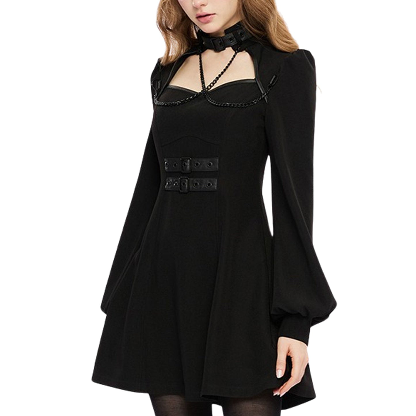 Long Puff Sleeve Goth Lolita Dress